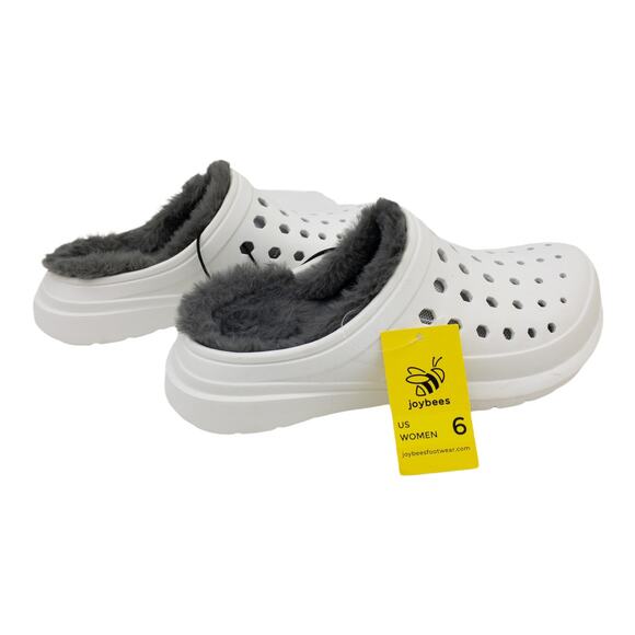 Joybees White Washable Removable Fur Lined Slip On Garden Clogs 6 8 9 10 11 - Picture 2 of 8